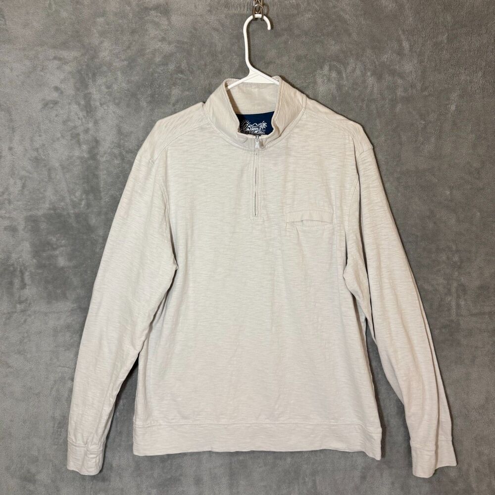 Southern Tide Sun Farer Men's L Cream Tan 1/4 Zip Pullover 100% Cotton Coastal